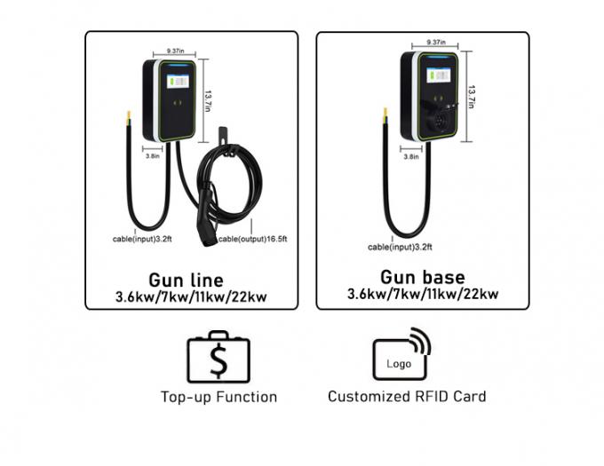 スクリーン7KWが付いているEV-HWの電気自動車のWallboxの充電器銃ライン 2